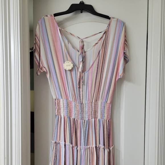 Striped Pink and Blue Spring Time Dress - Picture 3 of 4